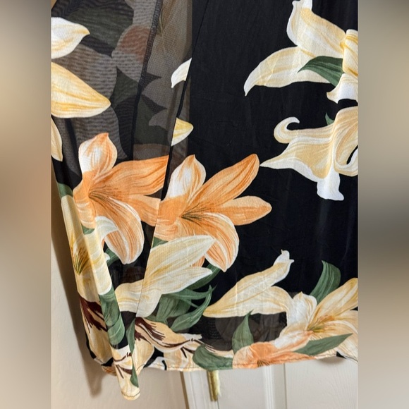 Alexa B Nites Evening Dress Plus Sz 14w Black Orange Floral Flowers bling waist - Picture 4 of 10